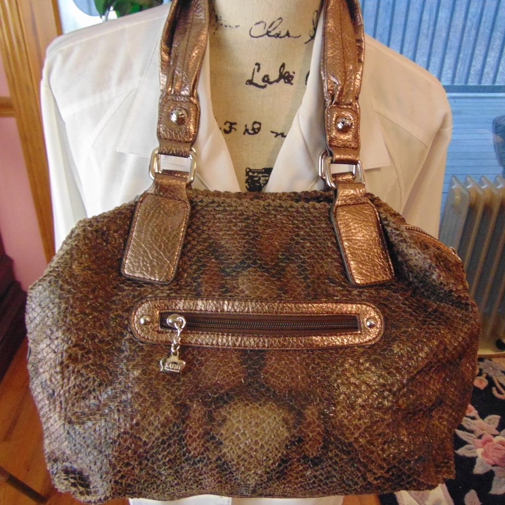 Kathy Van Zeeland Faux Cloth Snakeskin Hobo Bag - Picture 2 of 8